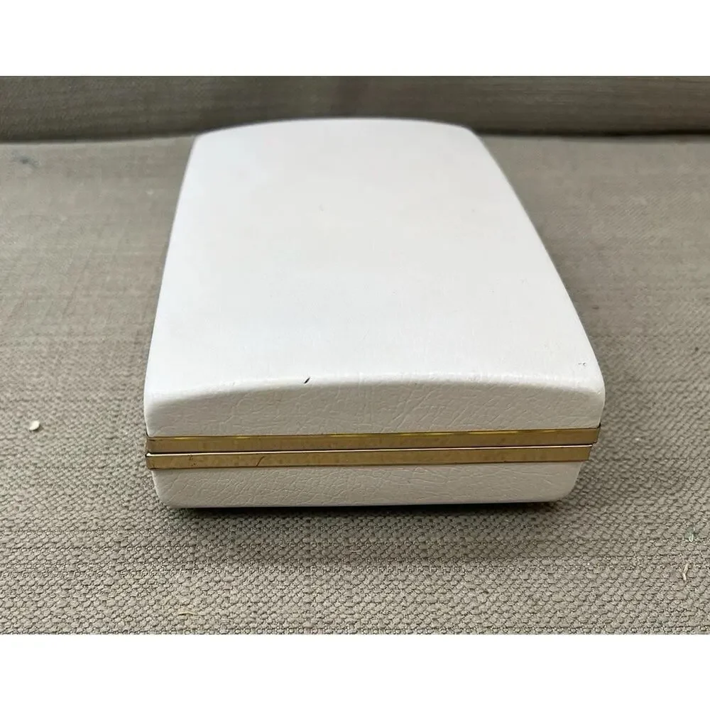 Mele Vintage Jewelry Box Blue Velvet Liner Travel Case Gold Trim MCM Design